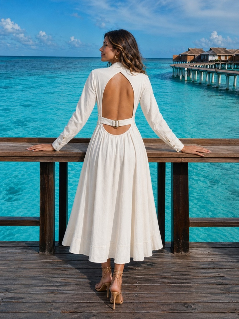 Cult Gaia Nyle Belted Cut-Out Shirtdress Off White Midi XL 10/12 NWT Euro Resort - Picture 4 of 14